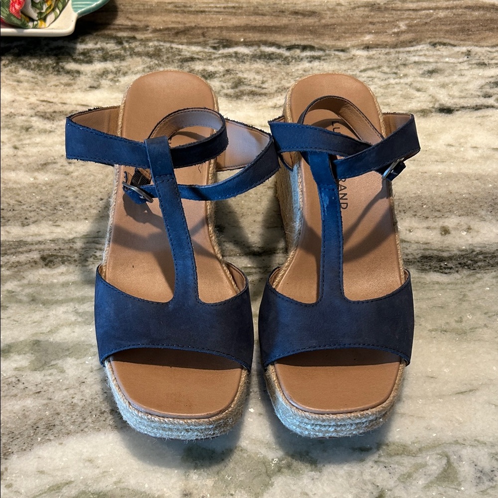 Lucky Brand Dark Blue Wedge Sandals